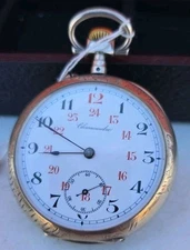 Vintage French Chronometre 15 Jewel Pocket Watch Enamel Dial Antique Working