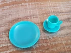 Vintage BARBIE SKIPPER AQUA CUP PLATE & SAUCER...TEA PARTY & SET N SERVE  1960's