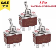 3pcs 6Pin Heavy Duty Momentary DPDT ON/OFF/ON Toggle Switch 20A 125V
