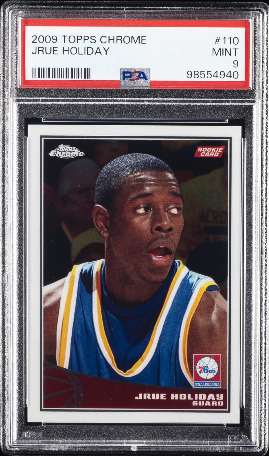 2009 TOPPS CHROME #110 JRUE HOLIDAY 64/999 PSA 9