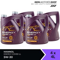 Mannol Energy Combi LL 5W-30 VW BMW LL MB 229.51 MotoröL 4X4 Liter = 16 Liter
