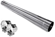 Polished Stainless Steel Exhaust Pipe 5" Id X 51 " Long w/ Two Band Clamps