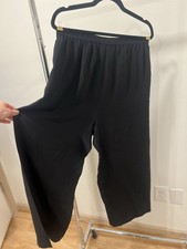 Vintage Adolfo Saks Fifth Avenue Black Silk Extra Wide Leg Pants Elastic Waist