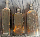 Bundle of 3 amber Antique bottles, large, thick glass, Apothecary Vintage (6)