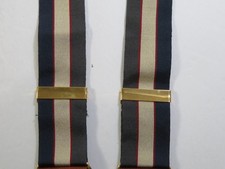 TRAFALGAR blue navy/beige Suspenders Braces,brass/leather hardware
