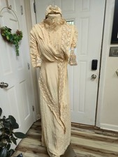 Authentic Antique Edwardian Silk  Lace Wedding Gown c. 1908-1912, w/ Lace Cap