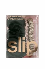 Slip Pure Silk Scrunchies Hair Tie, 3 Ct -1 Large Black, 2 Skinny Pink  Caramel