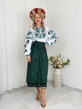 Ukrainian Vyshyvanka Dress Set Women National Embroidered Folk Costume