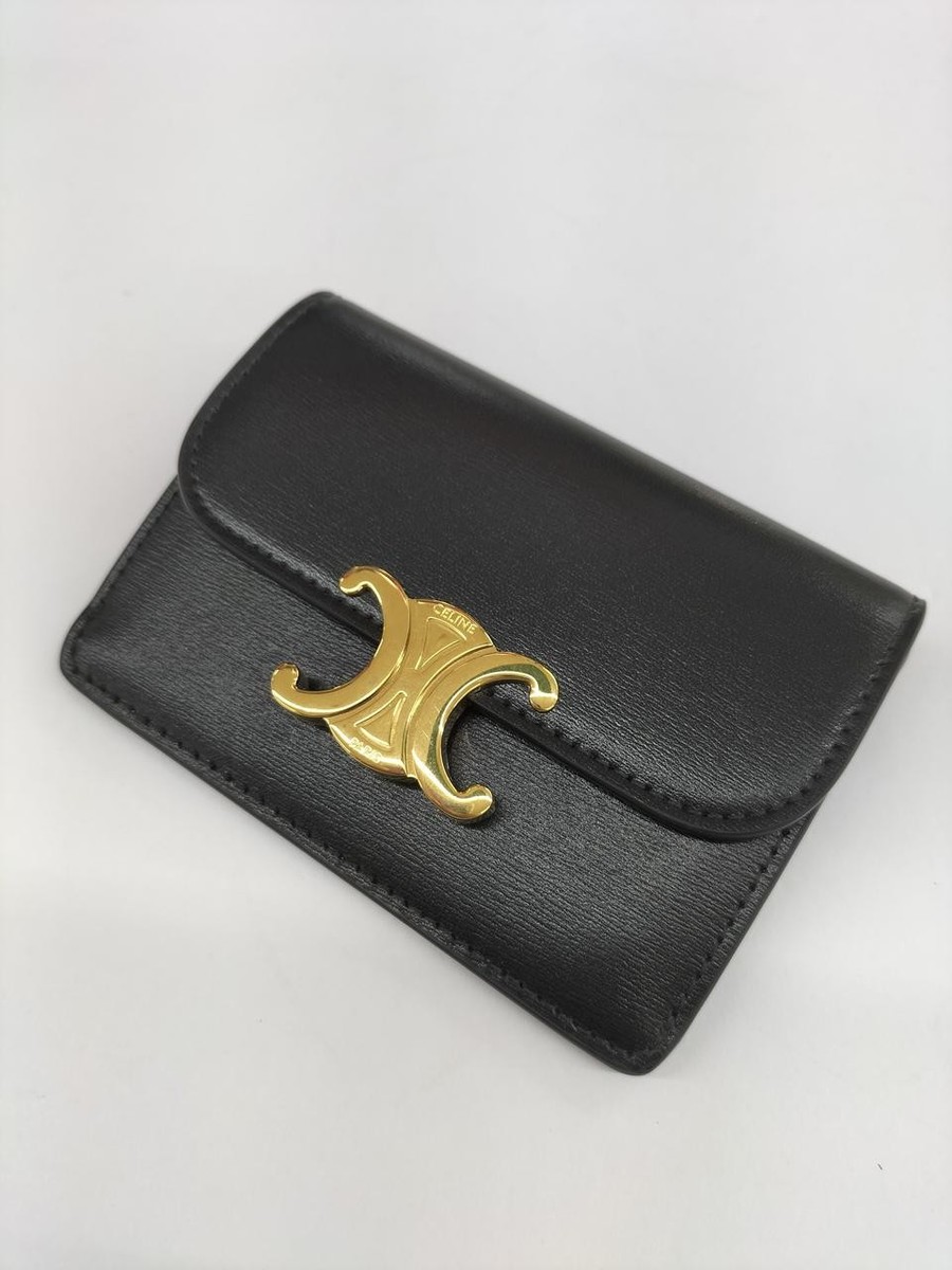 CELINE Triomphe Flap Card Holder Black 4.1 inch | eBay