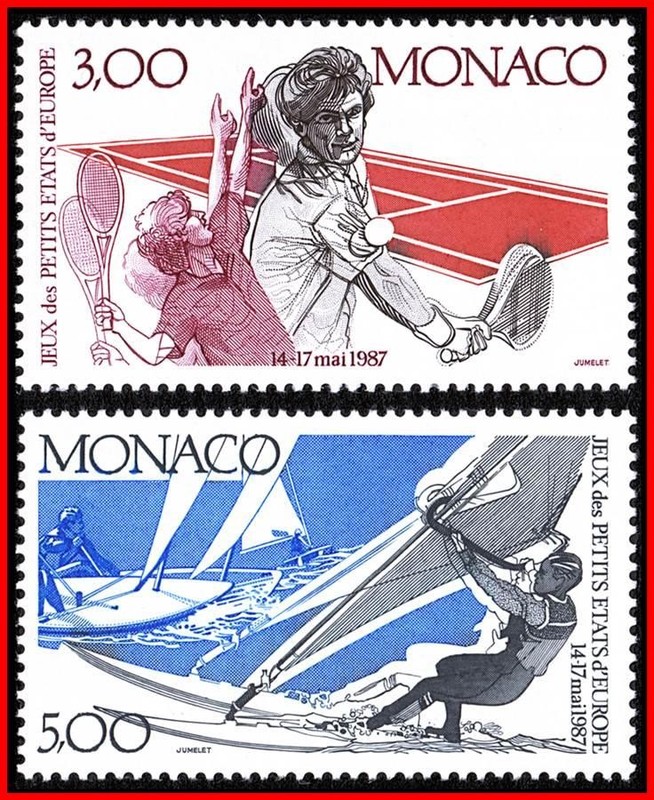 Monaco 1987 SPORTS SC#1577-78 MNH TENNIS SAILING