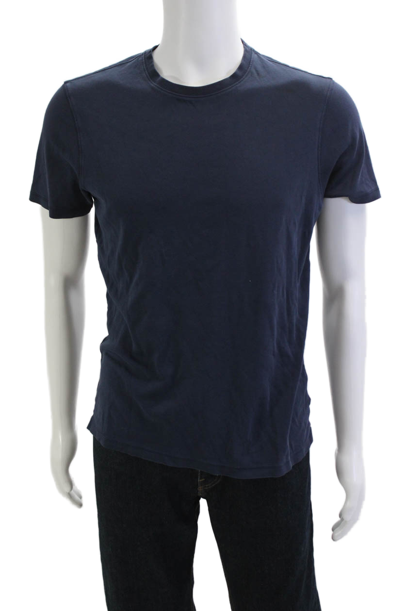 Robert Barakett Mens Dark Blue Pima Cotton Solid Short Sleeve T-Shirt Size M