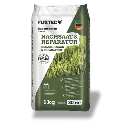 Semences de gazon FUXTEC, réensemencement 1 kg pour 30 m² Fabriqué en Allemagne - Photo 1/2