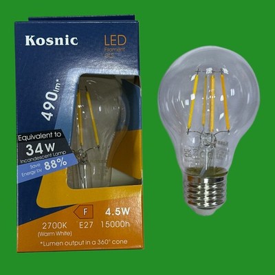 2x 4,5W Kosnic Klar LED Filament GLS Glühbirnen ES E27 Edison Schraube 2700K