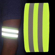 2x REFLECTIVE FLUORESCENT Hi-Vis ARM BANDS for RUNNING JOGGING CYCLING WALKING