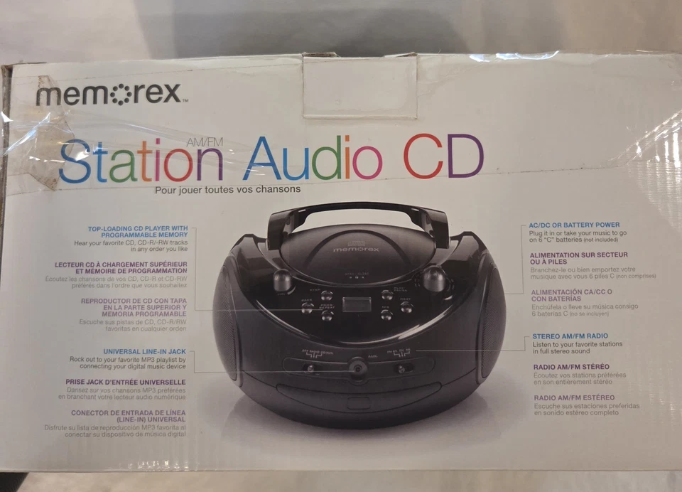 Memorex MP3221 CD Boombox Station Audio CD Entrada de línea  Foto 3 de 4
