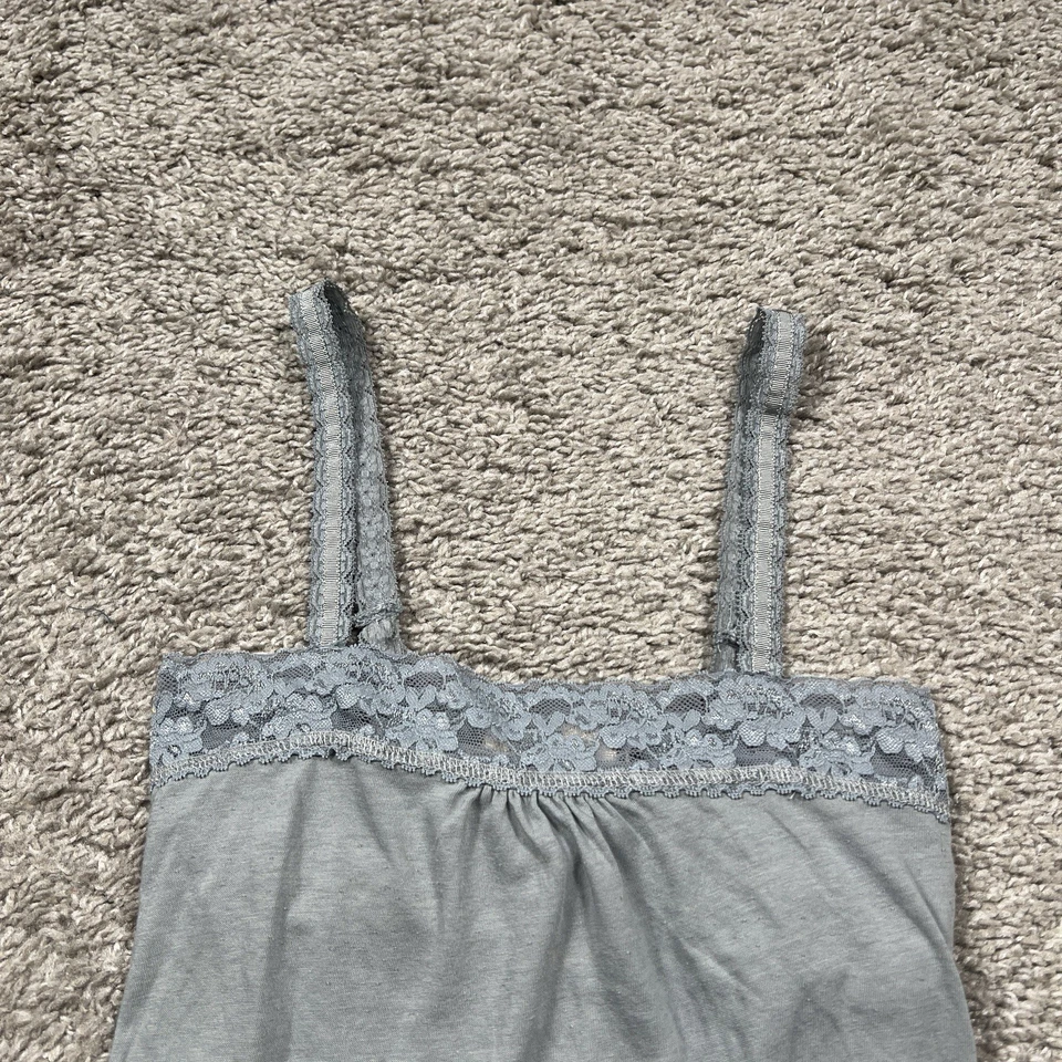 Camiseta sin mangas Abercrombie & Fitch Y2K con ribete de encaje cami para mujer pequeña gris coqueta años 2000 Foto 3 de 4
