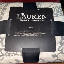 Lauren Ralph Lauren Queen Duvet  Shams Sara Cream Grey Paisley Cotton New