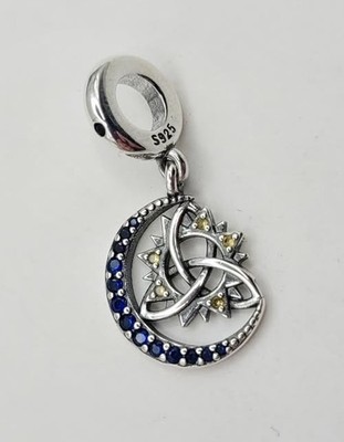 925 Sterling Silber Keltischer Mond & Stern Charm Anhänger für Armband oder Halskette