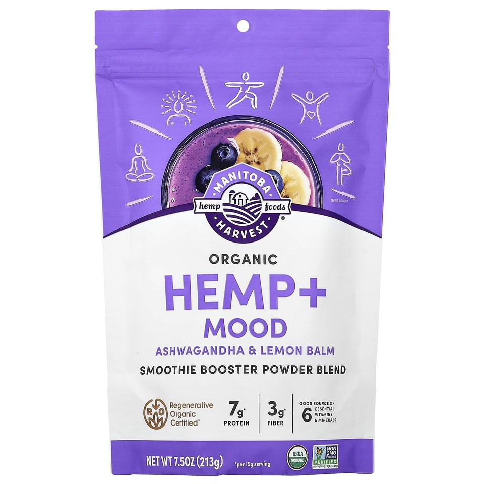 Organic Hemp + Mood, Smoothie Booster Powder Blend, 7.5 oz (213 g)