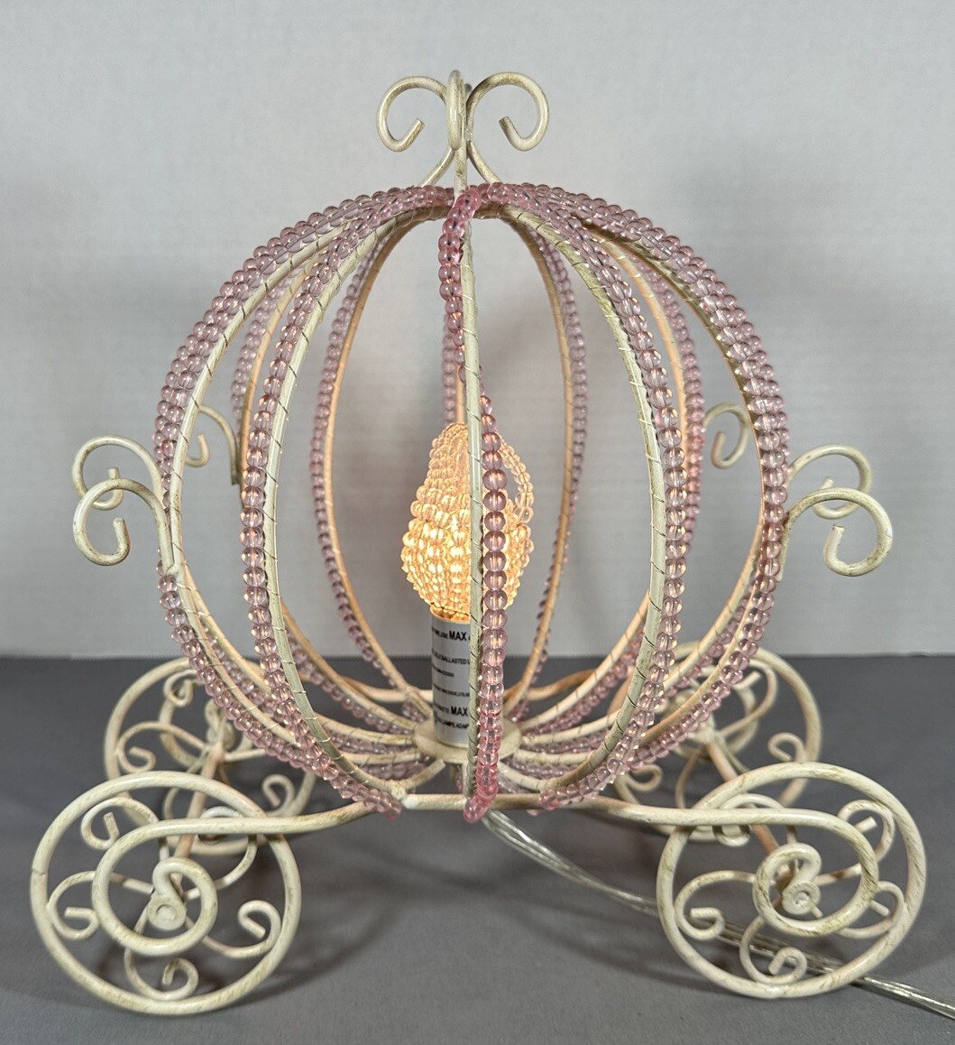 Cinderella Beaded Carriage Lamp Pottery Barn Princess Nightlight Retired WORKS