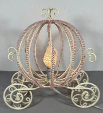 Cinderella Beaded Carriage Lamp Pottery Barn Princess Nightlight Retired WORKS