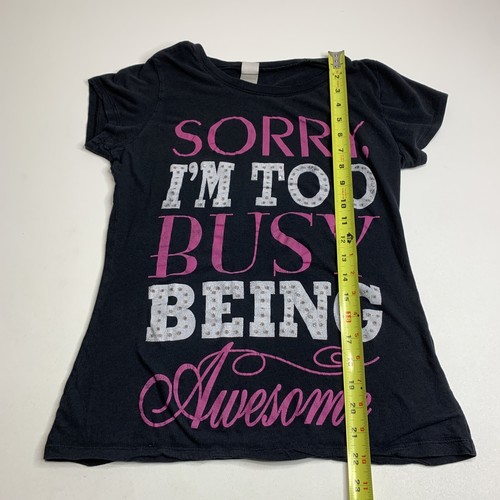 Star Brand T Shirt Girl M Black Sorry I'm Too Busy Being Awesome Graphic - Picture 4 of 8