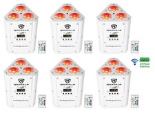 6 Rockville RockWedge LED RGBWA UV Rechargeable Wireless DMX White Par Up-Lights