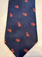 Wemlon By Wembley Vintage Navy Blue Tie With Red Floral Pattern