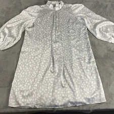 Ann Taylor Dress Large Animal Print Twist Neck Shift Chic Long sleeve Lined NWT