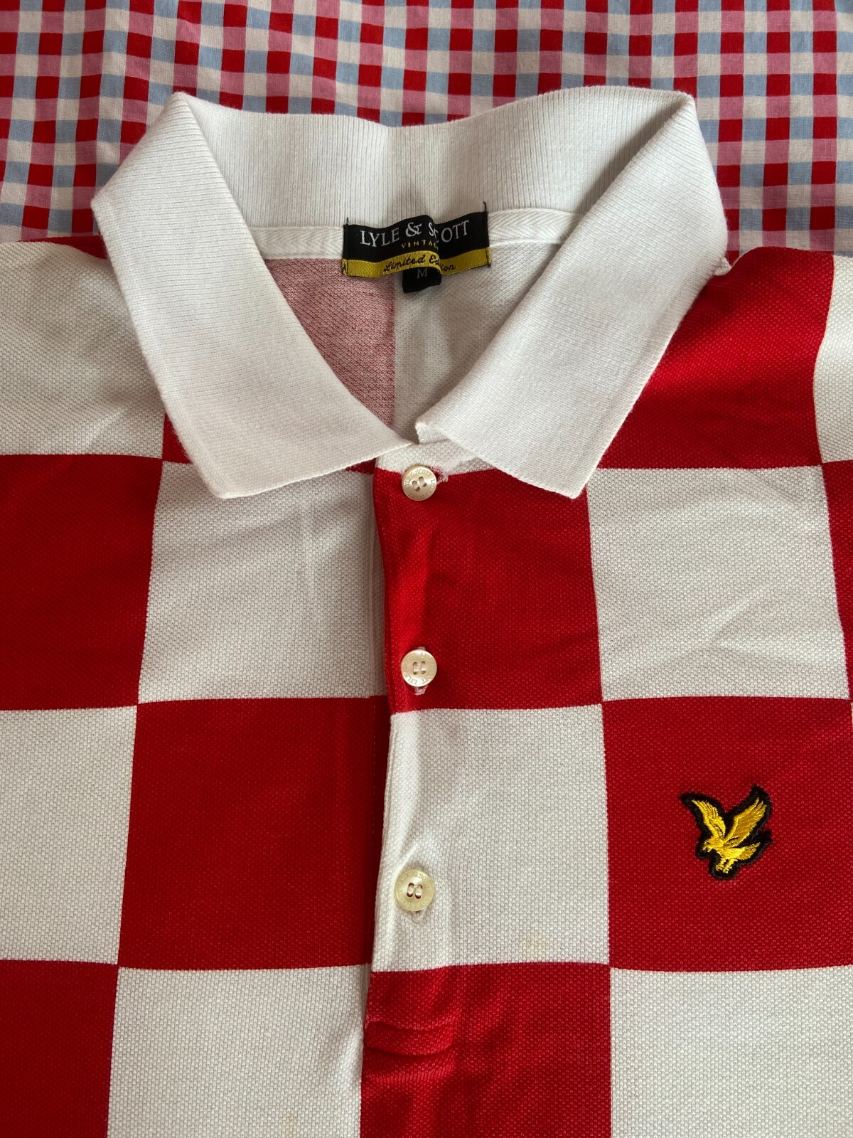 Lyle & Scott polo shirt chequerboard golf vintage rare image 4