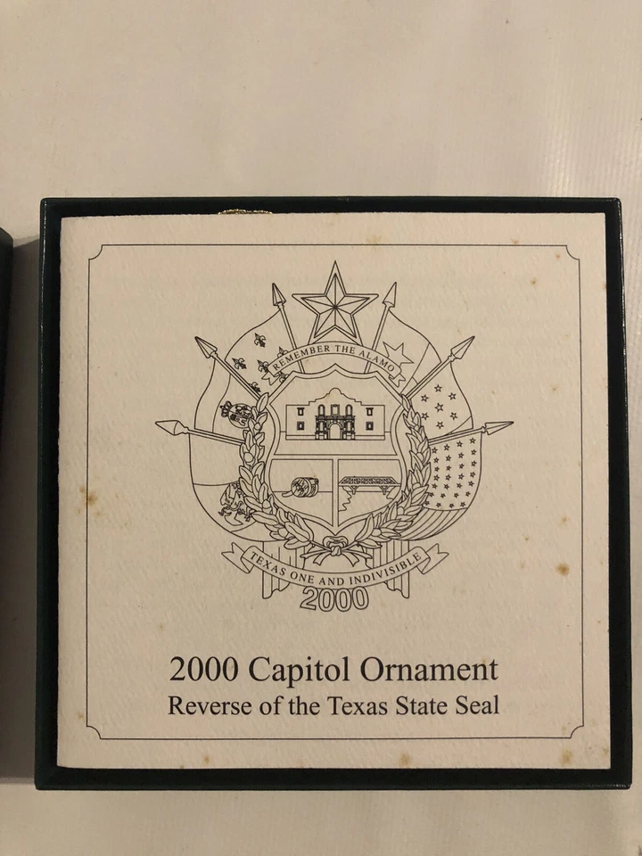 2000 Texas Capitol Ornament Reverse of State Seal w Box and Pamphlet Christmas - Изображение 2 из 4