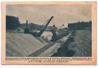 Reklame Ak München Tiefbau Polensky und Fischer Grubenbahn Feldbahn Muldenkipper - Bild 1 von 2