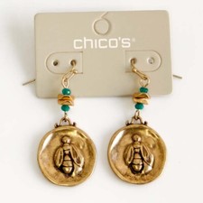 New Chicos Tag Drop Earrings Gift Vintage Women Party Holiday Show Jewelry