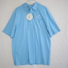 Criquet Polo Shirt Mens Large Casual Pocket Blue Short Sleeve Keystone Bank NWT