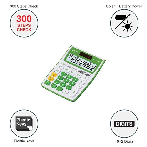 Casio MJ-12VCb-GN 300 Steps Check & Correct Colourful Desktop Calculator (Green) - Picture 2 of 4