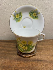 Vintage Clarence Yellow Primrose's English Bone China Cup & Saucer Set