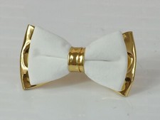 White Velvet + Gold Faux Leahter Bow tie for Men / Youth / KIds Boy / Baby