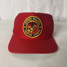 Vintage New Era United States Marine Corps Snapback Red Hat Cap Logo Made in USA