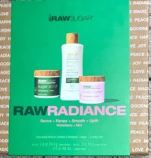 Raw Sugar Raw Radiance Winterberry Mint Body Butter, Body Wash, & Body Scrub Set
