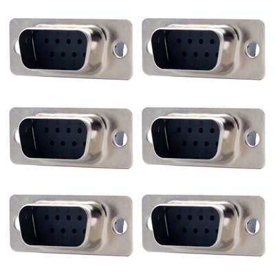 6 Pcs DB9 D-SUB 9-Pin Male Crimp Pin Connector Assembly Solder Type Cup Socket