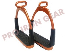 4.75    OFFSET HORSE FLEXIBLE SAFETY COPPER COLOR STIRRUPS RIDING BENDY STEEL