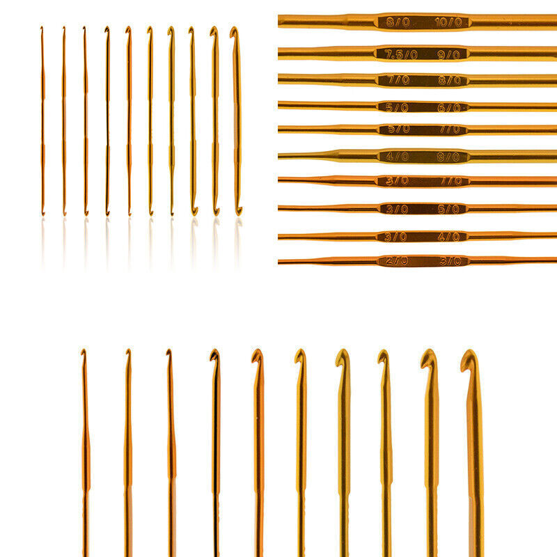 2 Sets Aluminum Keychain Crochet Hooks - Mini Knitting Needles With Keyrings (3mm,4mm,5mm)