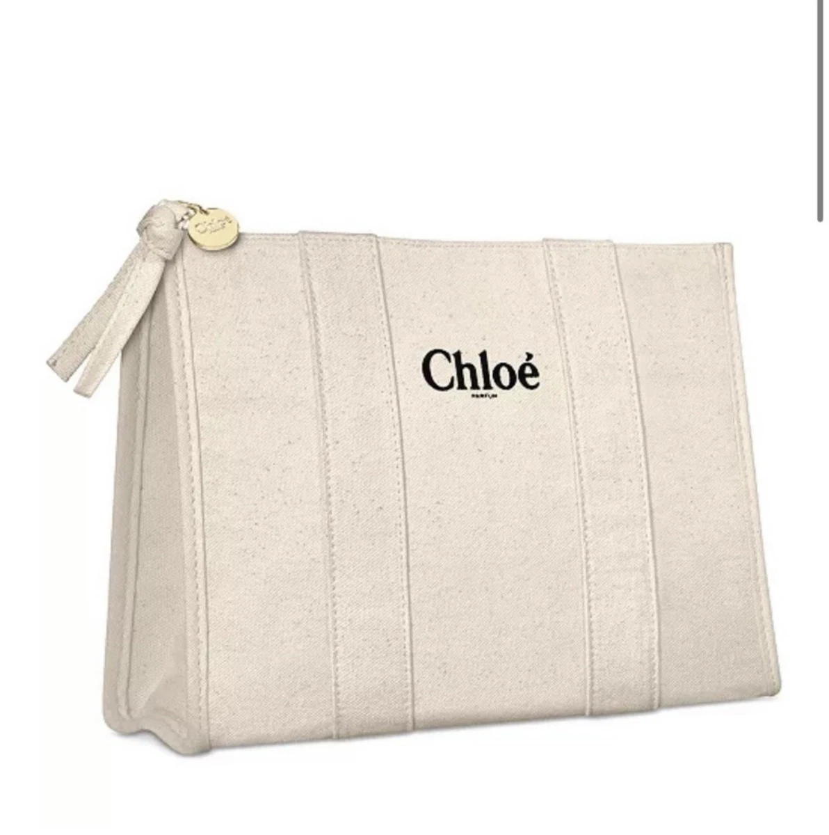 Chloe Cream Canvas Tote Makeup Pouch