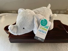 Carter's Child of Mine Plush Gray Stuffed Elephant Musical Striped Ears VIDEO