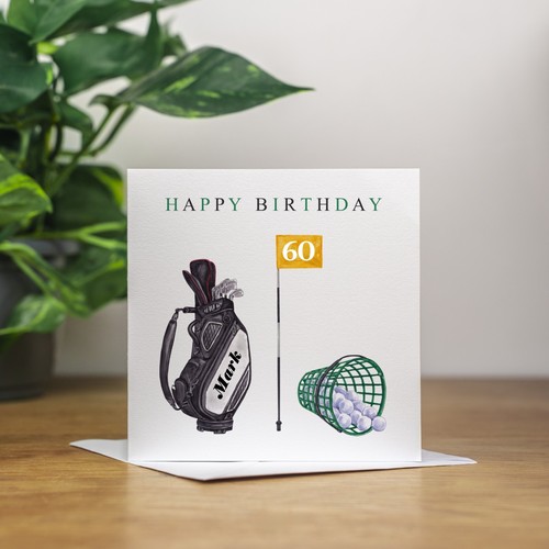 Personalised 60th Birthday Card Dad Golfer Handmade Golf Gift Driving Range - Picture 3 of 3