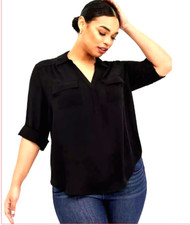 Torrid Harper Black 3/4 Sleeve Pullover Blouse with Front Pockets Size 6X