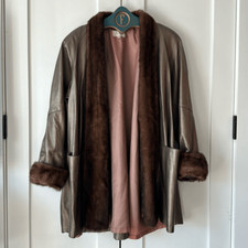 Vintage Cache Gold Metallic leather and mink ...