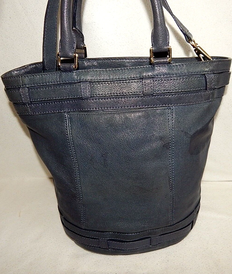 Michael Kors Bolso de Mano Cartera Kingsbury Bucket D-1010 Bolso Demin Cuero Azul 2 Vías Foto 4 de 4