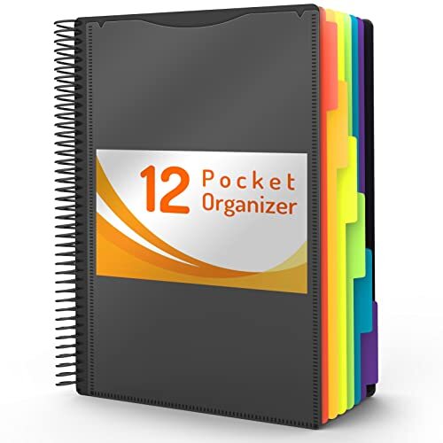 Project Organizer, Forvencer 1/6-cut Tab Binder Organizer with Black 12 Pocket