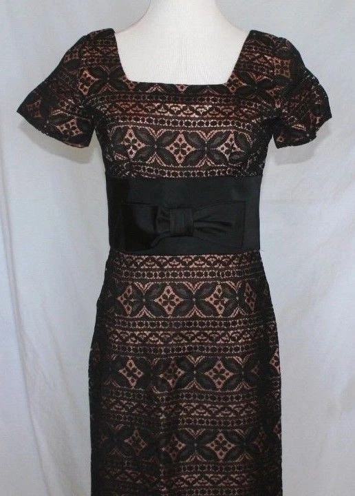 Vestido Vaina Vintage Encaje Negro Talla XS 4 6 Fiesta Cóctel Rockabilly Años 50 60 Foto 3 de 4